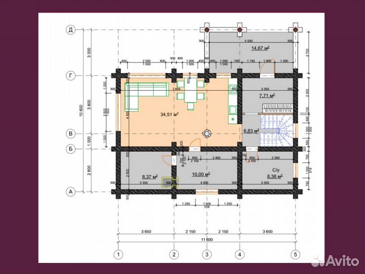 Сруб дома 161м2 из бревна