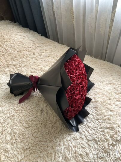 Букет бордовых мыльных роз