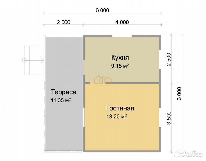 Каркасный дом без отделки 6х6