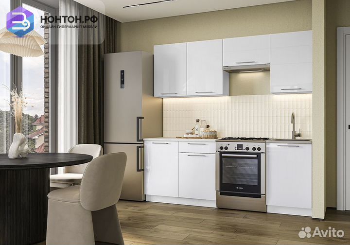 Кухня Олива 2.1 м белый глянец