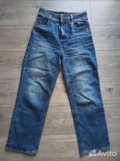 Джинсы Zara, 38, 36,брюки лен, экокожа