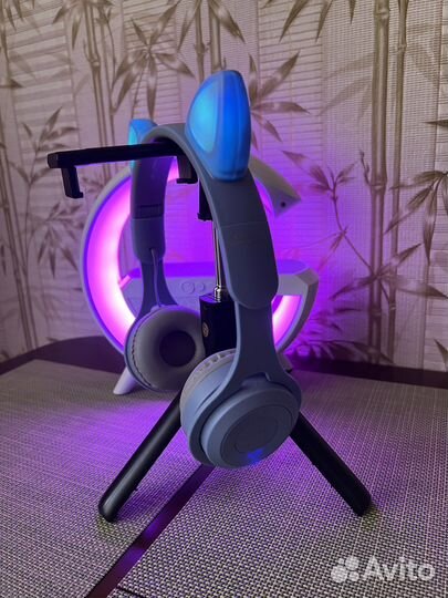 Беспроводные детские светящиеся наушники котик