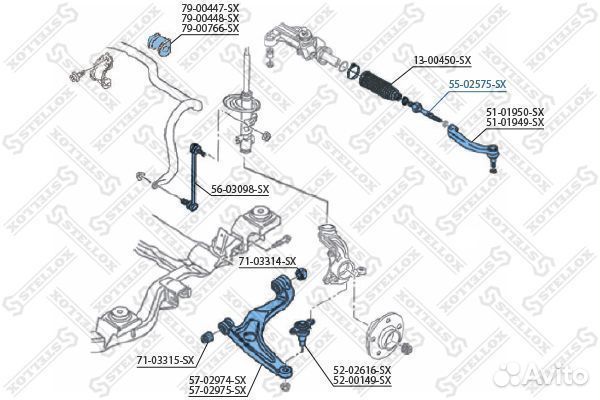 Тяга рулевая vw t5 2.0/3.2 v6/1.9tdi/2.5tdi 04