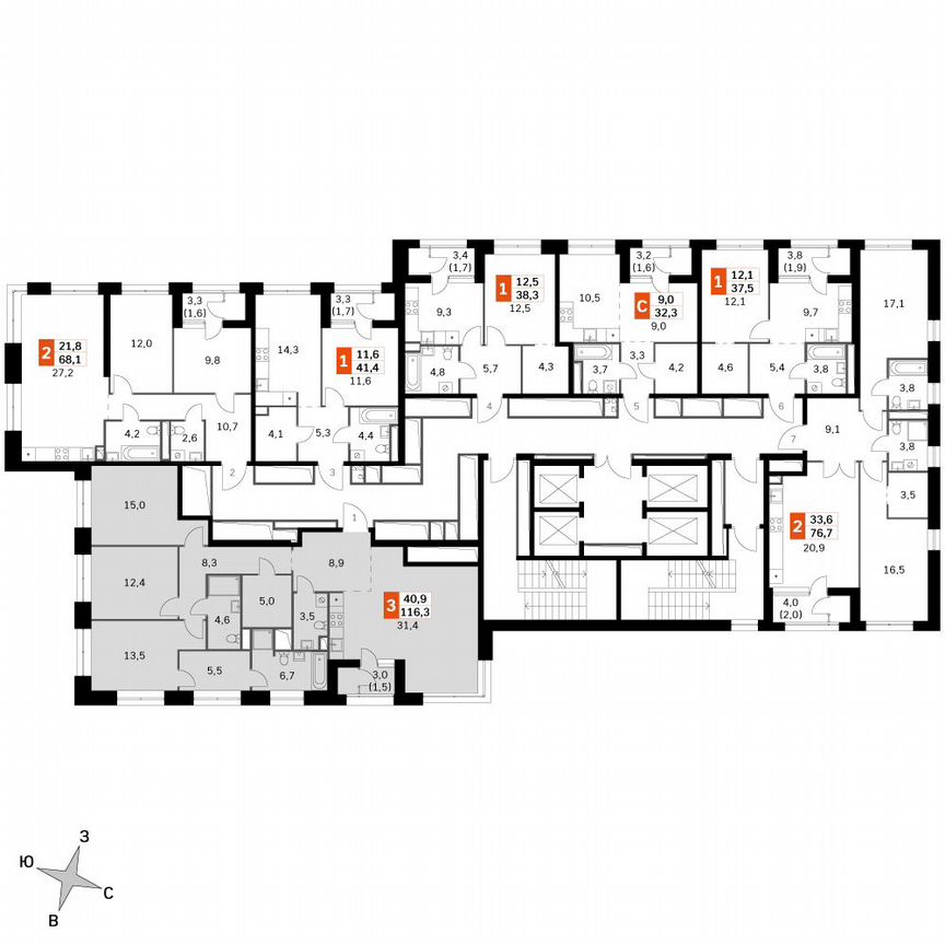 3-к. квартира, 116,4 м², 35/35 эт.