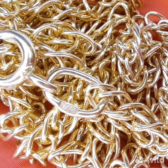 Цепочка серебро 925 проба позолота