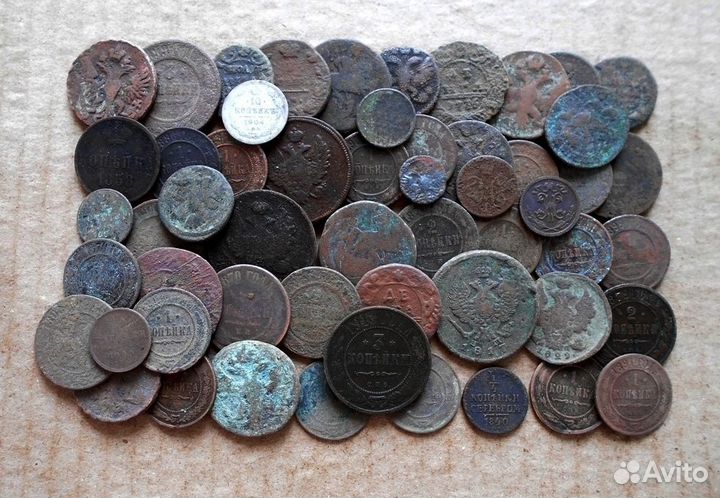 Старинные медные монеты 50 штук (лот-19 ) +серебро