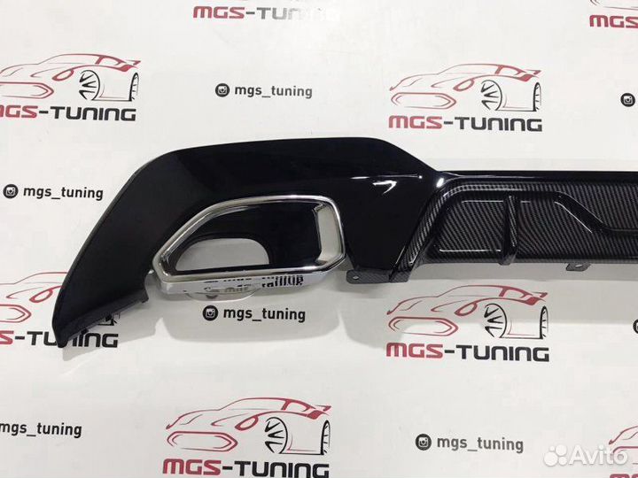 Диффузор BMW 3 G20 M340 под карбон + Хром насадки