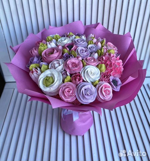 Зефирные цветы букет из зефира