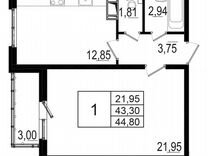 1-к. квартира, 43,3 м², 11/18 эт.