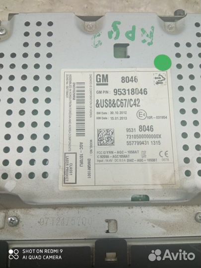 Магнитола штатная Chevrolet Cruze седан 2009-2016