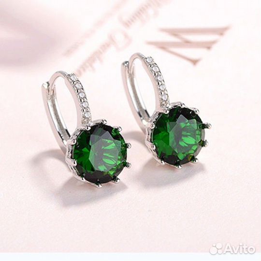 Серьги с фианитами и цирконом, 