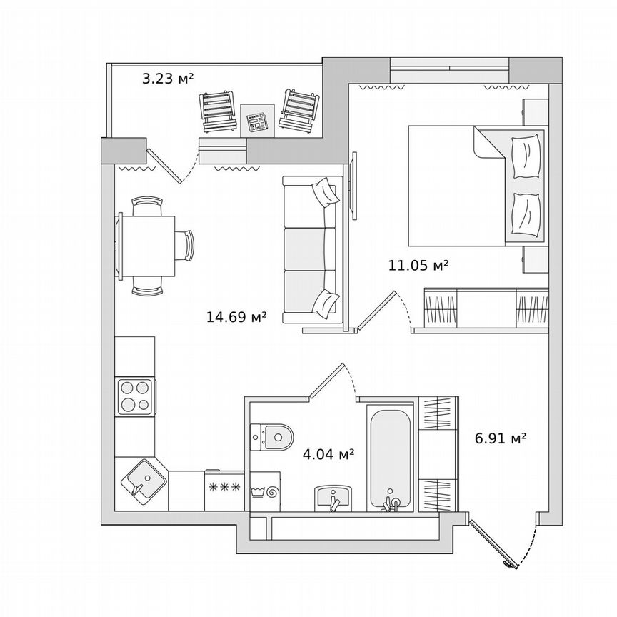 1-к. квартира, 36,4 м², 15/22 эт.