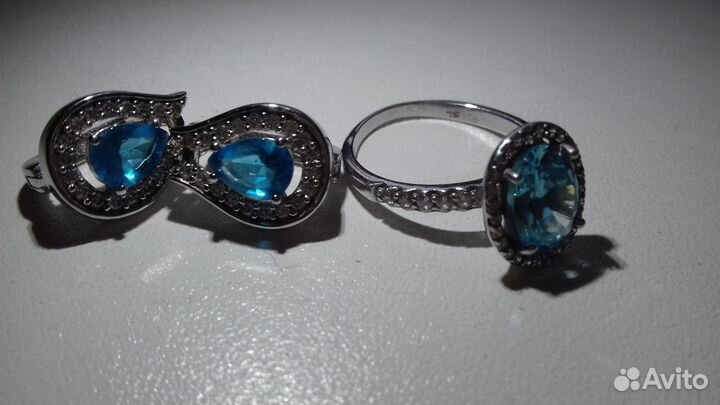 Серьги. кольцо.серебро.925 проба