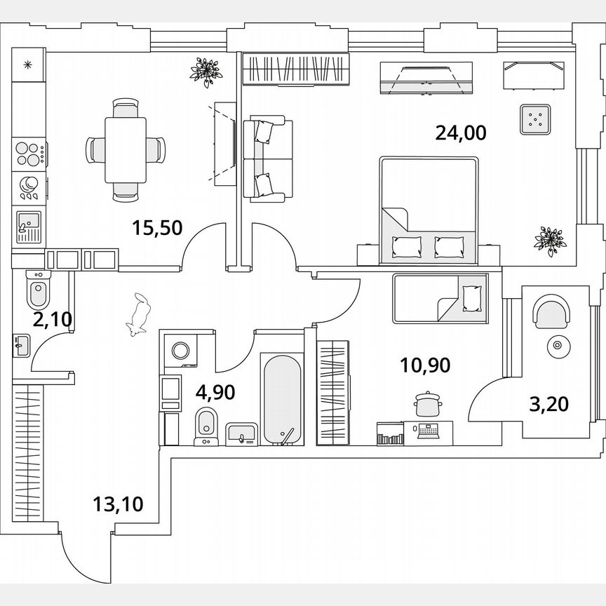2-к. квартира, 72,1 м², 13/13 эт.