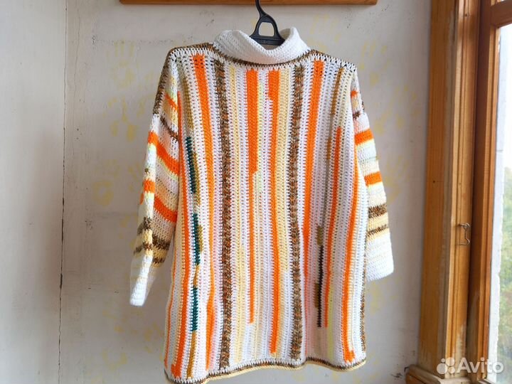 Авторский свитер-пончо Яркие полоски