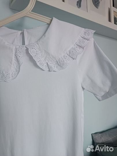 Футболка с воротником женская белая H&M S