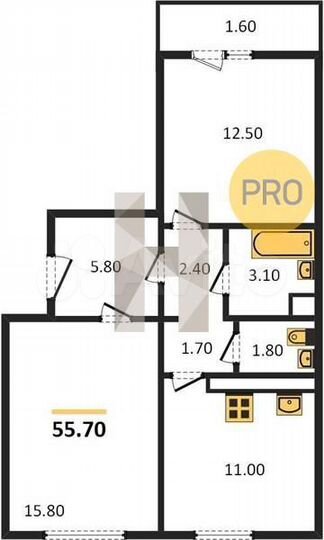 2-к. квартира, 55,7 м², 8/17 эт.