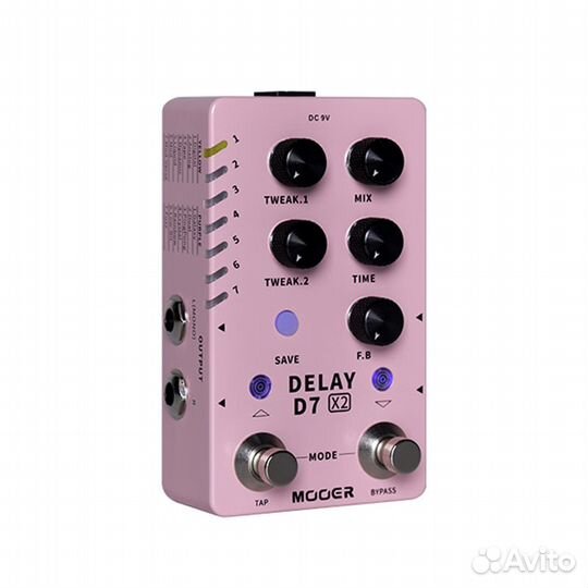 Педаль эффектов цифровой дилей Mooer D7 Delay X2