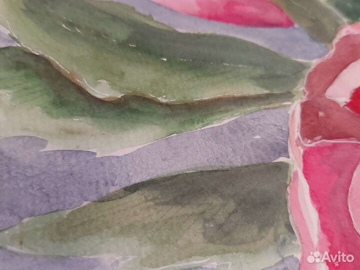 Авторская акварель, картина в раме с паспарту