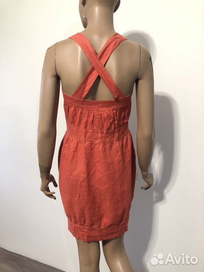 Сарафан льняной красно-оранжевый