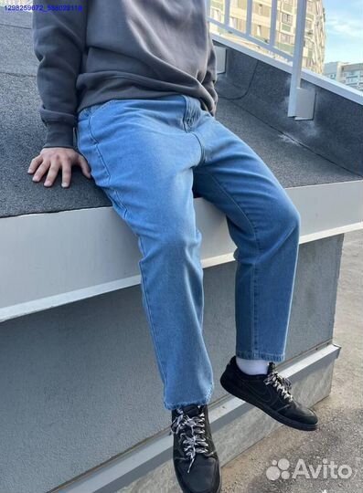 Джинсы бананы чёрные, голубые (Арт.88949)