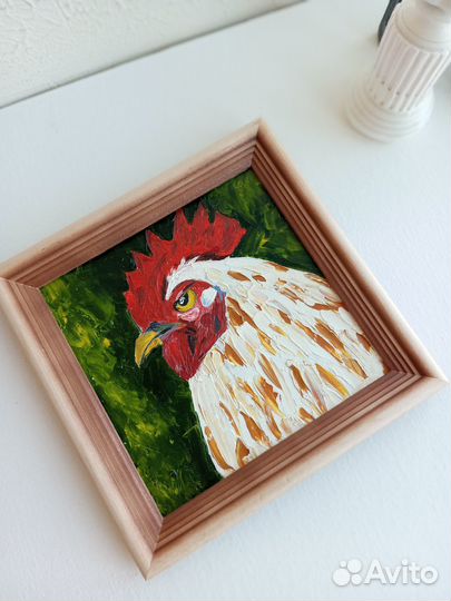 Картина маслом в раме Петух небольшая картина