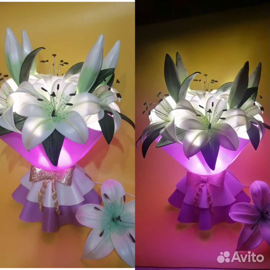 Светильник-букет из 7 белых лилий
