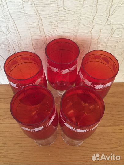 Винтажный набор фужеров(5 шт) Богемия