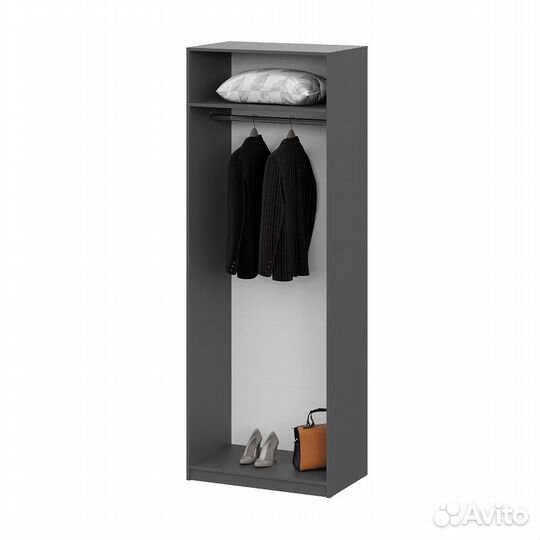 Шкаф распашной 2 х створчатый с антресолью графит