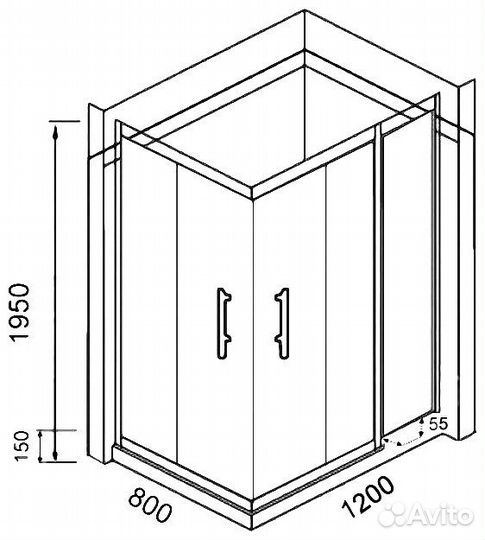 Душевой уголок Parly ZQ121 R 120см*80см