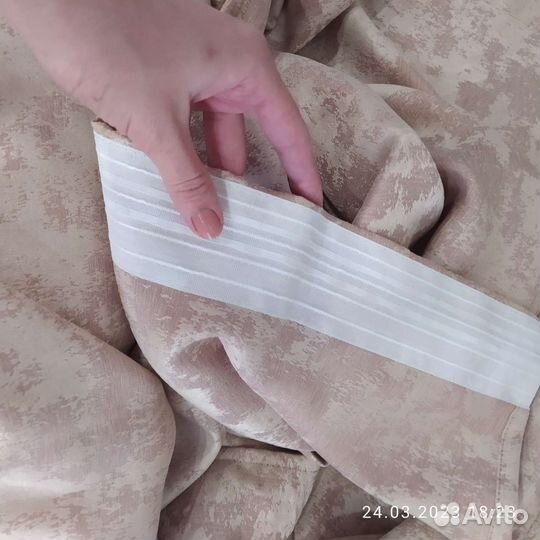 Шторы 4м, 2 шт по 2м, мрамор / рогожка