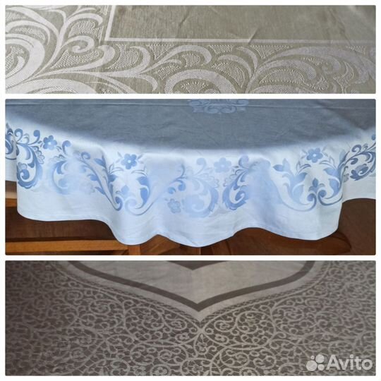 Льняная Скатерть белая хлопок. Круглая скатерть