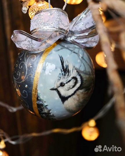 Новогодний шар на ёлку ручная роспись по дереву