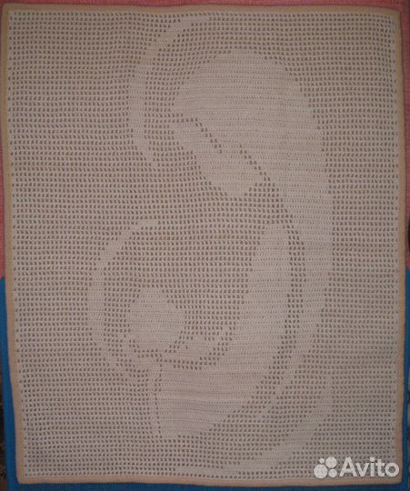 Плед детский вязаный, утепл. флисом, ручная работа