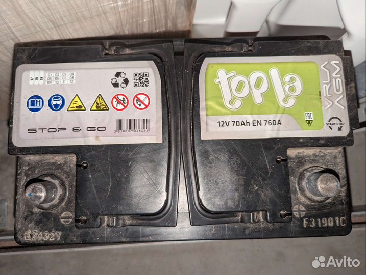 Аккумулятор Topla AGM 70ah 760a