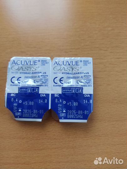 Линзы контактные acuvue oasys двухнедельные +5, 00