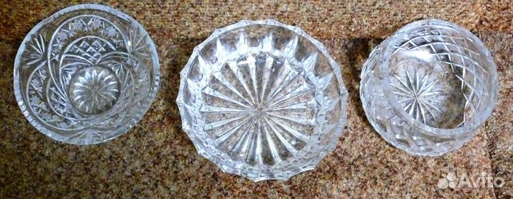 3 хрустальные салатницы. советский винтаж