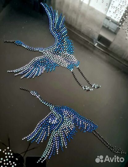 Картина с кристаллами Swarovski Журавли
