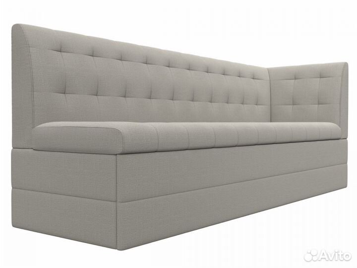 Диван кухонный Бриз с углом справа, рогожка, амур бежевый