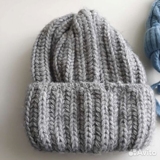 Шапка со снудом женская серая, 56 см