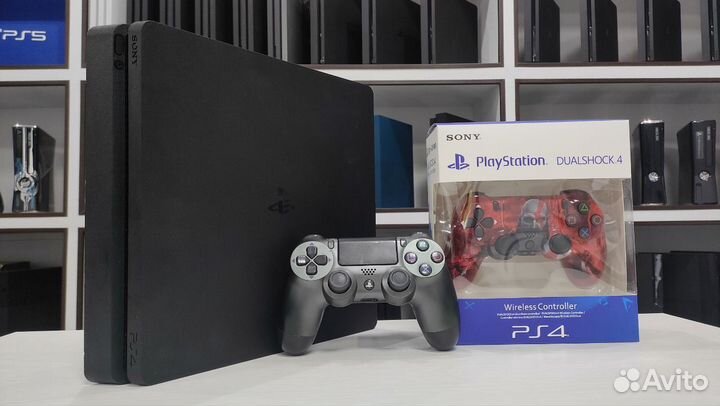 Sony PS4 Slim 2 геймпада + 88 игр