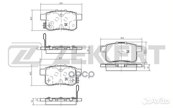 Колодки задние Honda/Zekkert/ BS1260 Zekkert