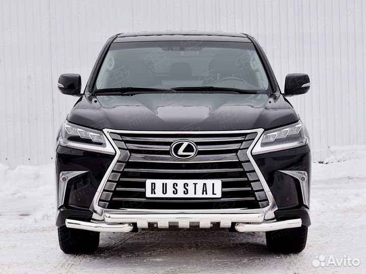 Lexus LX 2015-Защита переднего бампера+клыки