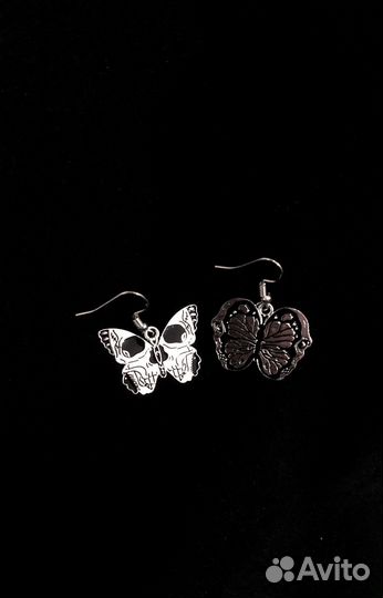 Серьги новые бабочки черепа Хеллоуин