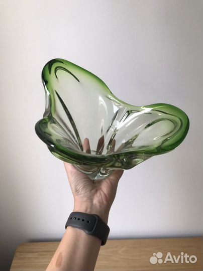 Ваза для фруктов цветное стекло СССР