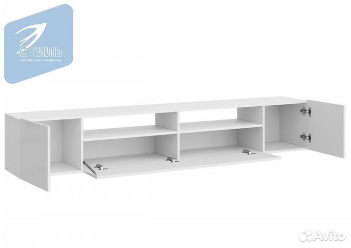 Соло-16 Тумба под тв мдф Белый (Гладкий) Белый гля