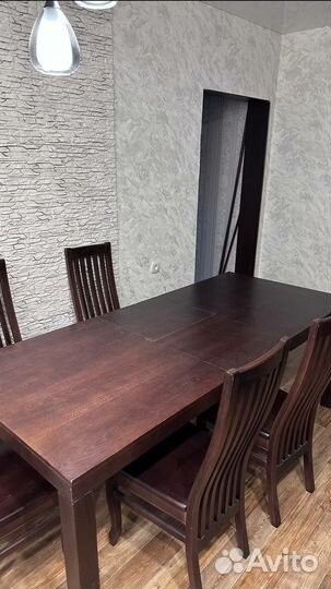 Стол обеденный раздвижной из массива со стульями