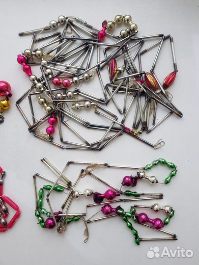 Елочное украшение. Бусы на елку. Стеклярус СССР