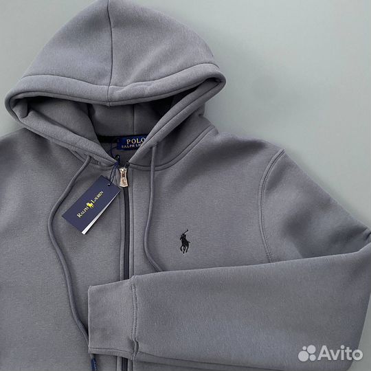 Зип худи polo ralph lauren серый (флис)