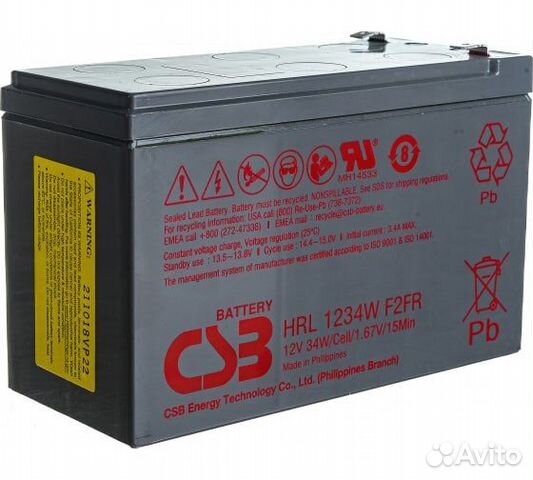 Аккумулятор HRL1234W для ибп CSB HRL1234WF2frcsb